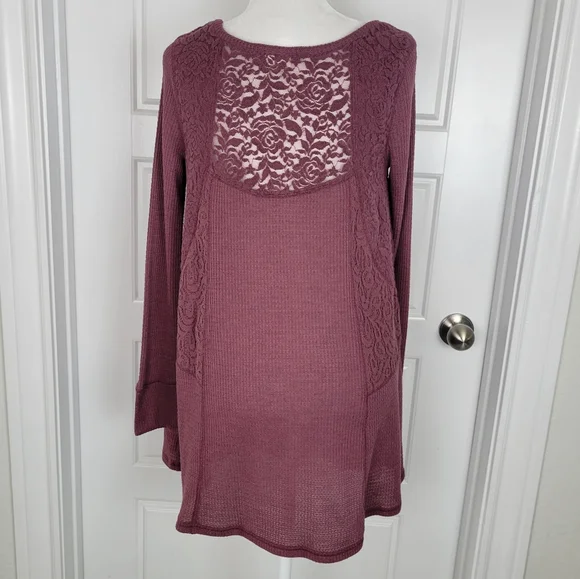 Anthropologie E by Eloise waffle knit and lace tunic/dress size Medium - Picture 6 of 8